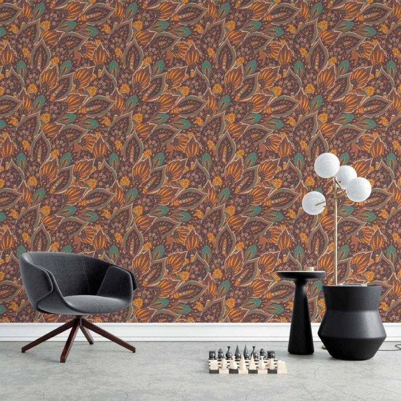 Papel de Parede Adesivo Folhas Abstrato N015048 - Papel na Parede