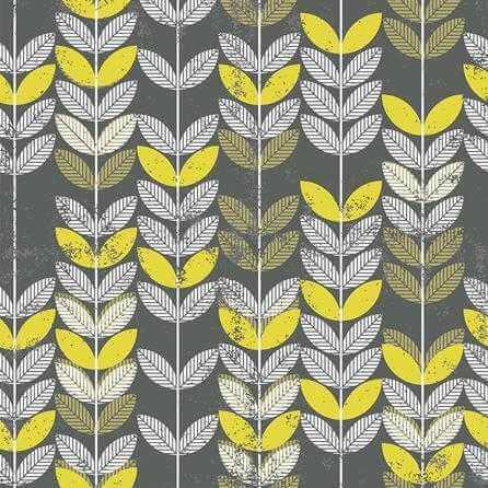 Papel de Parede Adesivo Folhas Amarelo e Branco 114464266 - Papel na Parede