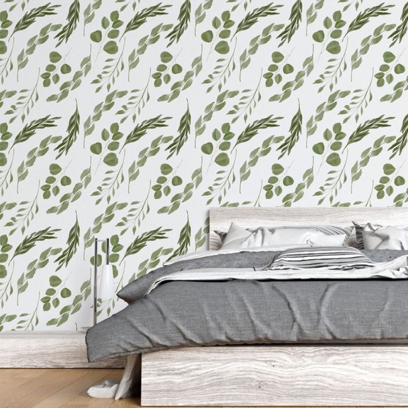 Papel de Parede Adesivo Folhas Aquarela N015072 - Papel na Parede