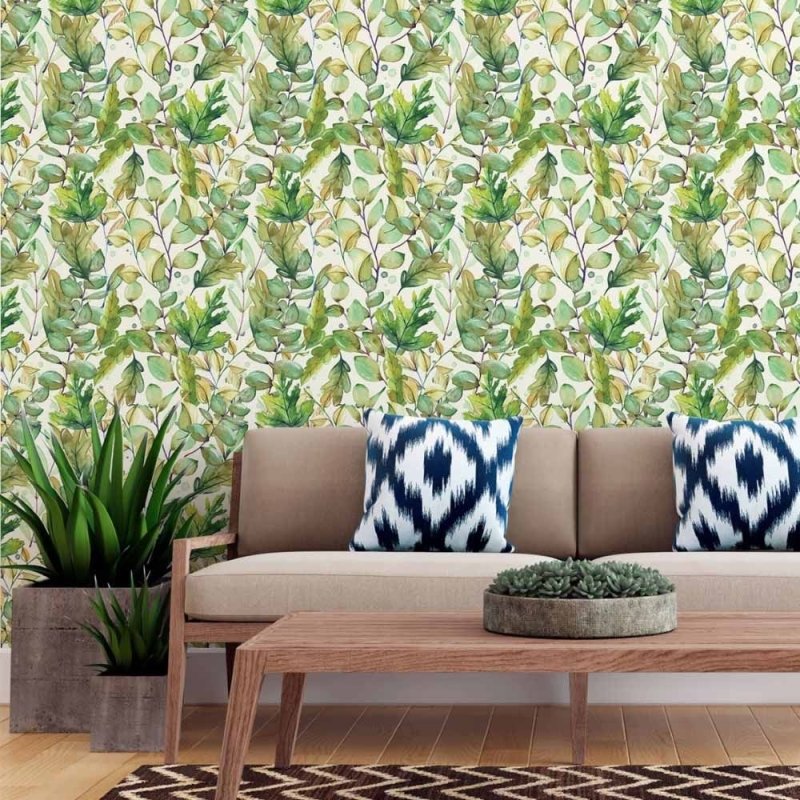 Papel de Parede Adesivo Folhas Aquarela N015201 - Papel na Parede