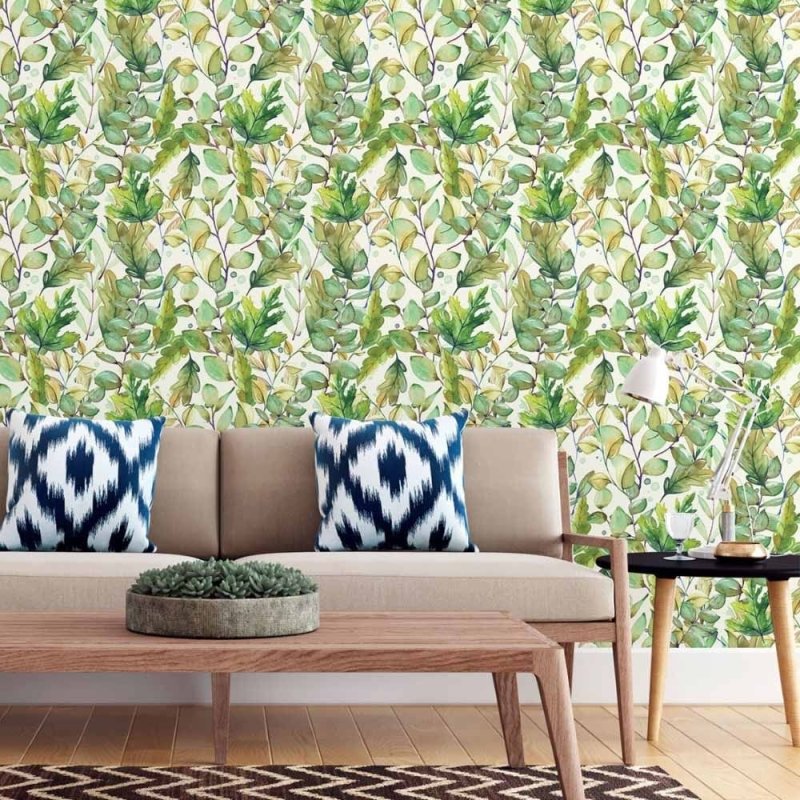 Papel de Parede Adesivo Folhas Aquarela N015201 - Papel na Parede