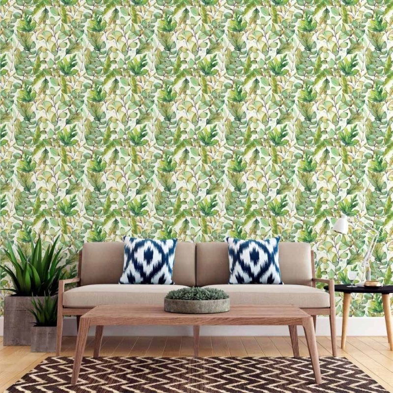 Papel de Parede Adesivo Folhas Aquarela N015201 - Papel na Parede
