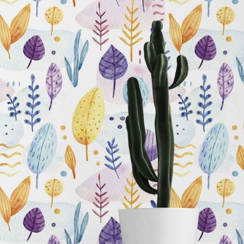 Papel de Parede Adesivo Folhas Aquarela N019046 - Papel na Parede