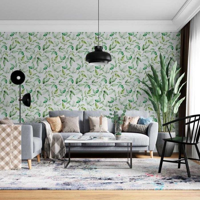 Papel de Parede Adesivo Folhas Aquarela N06112 - Papel na Parede