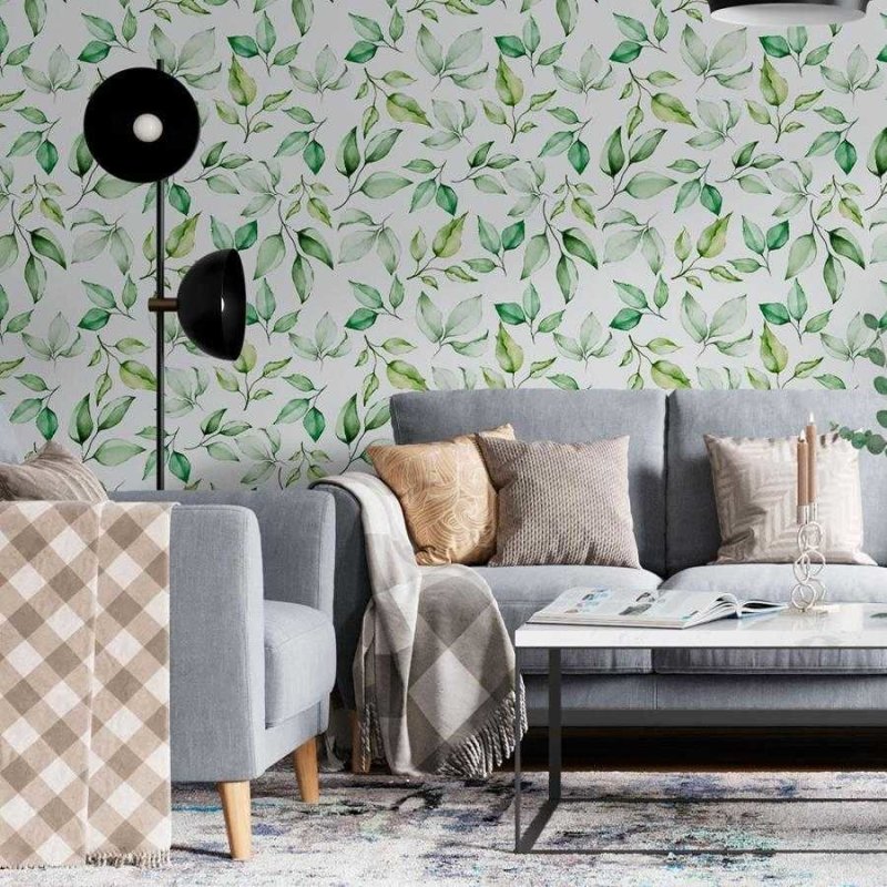 Papel de Parede Adesivo Folhas Aquarela N06112 - Papel na Parede