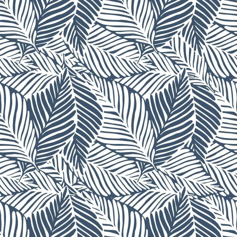 Papel de Parede Adesivo Folhas Azul e Branco N04105 - Papel na Parede