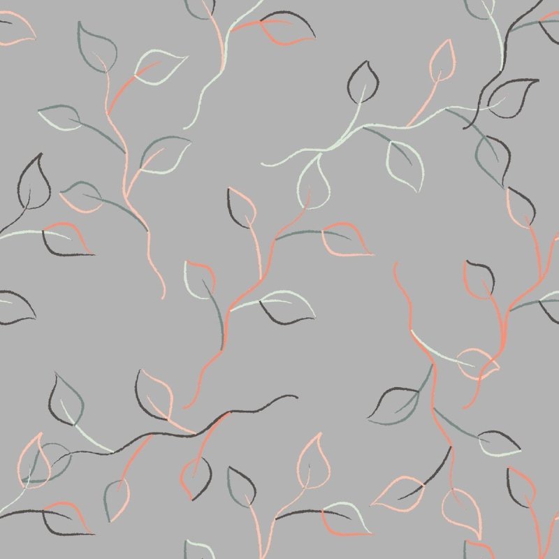 Papel de Parede Adesivo Folhas Cinza N04274 - Papel na Parede