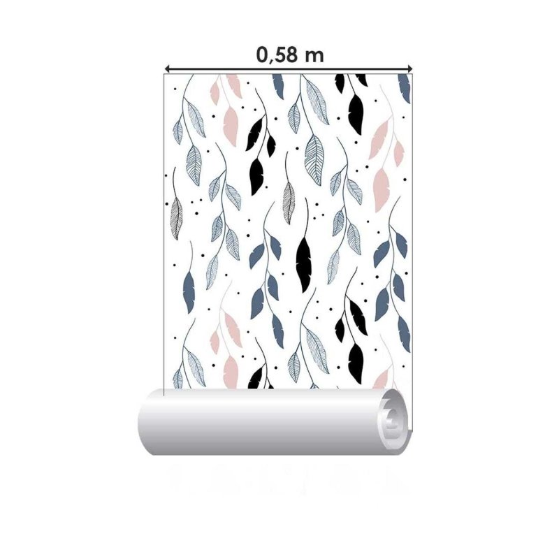 Papel de Parede Adesivo Folhas Coloridas Delicadas N03091 - Papel na Parede