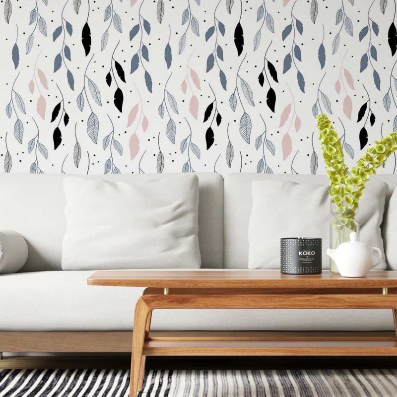 Papel de Parede Adesivo Folhas Coloridas Delicadas N03091 - Papel na Parede