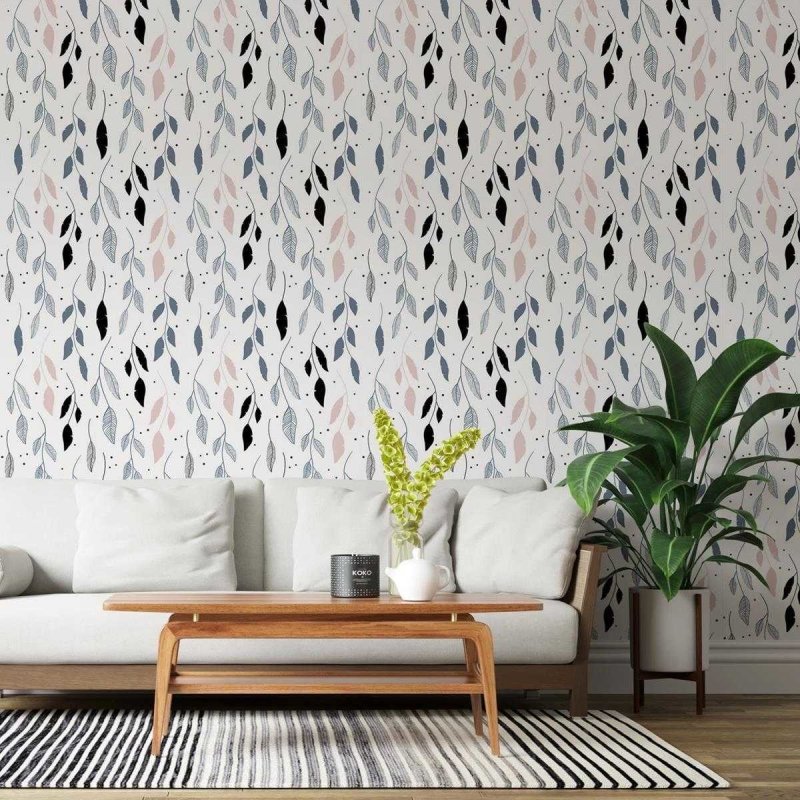Papel de Parede Adesivo Folhas Coloridas Delicadas N03091 - Papel na Parede