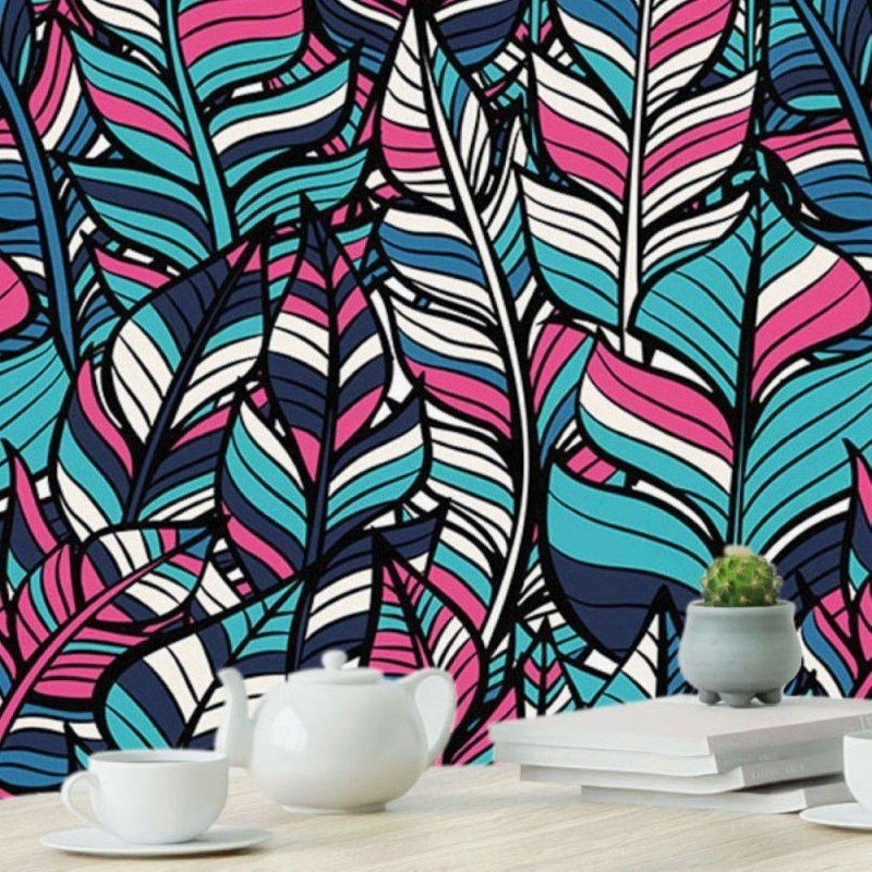 Papel de Parede Adesivo Folhas Colors N019011 - Papel na Parede