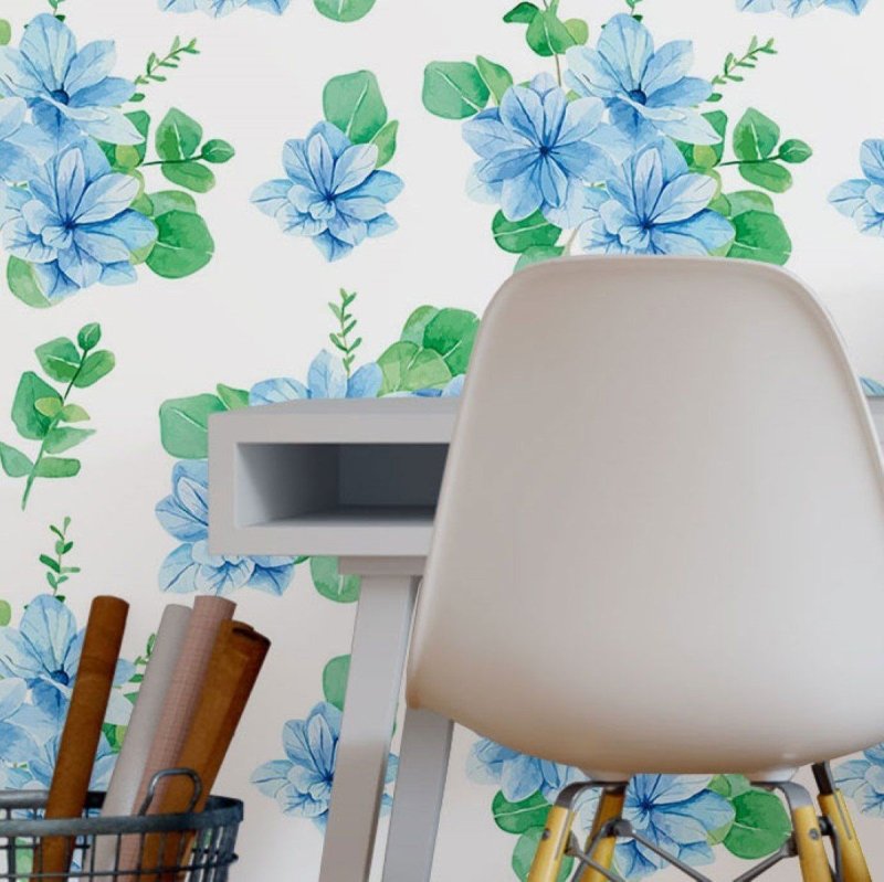 Papel de Parede Adesivo Folhas De Blueberry N016023 - Papel na Parede