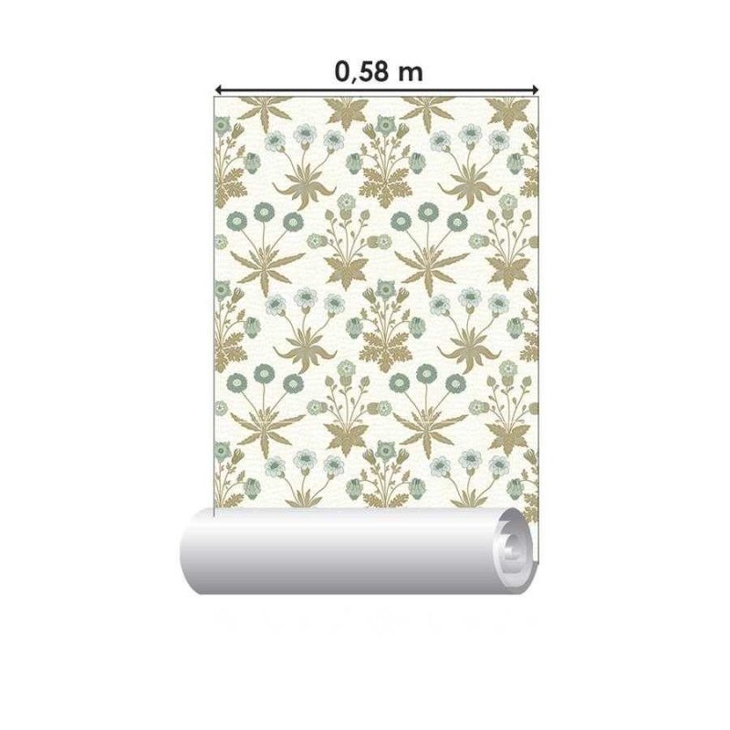 Papel de Parede Adesivo Folhas e Flores Azul e Verde N06129 - Papel na Parede
