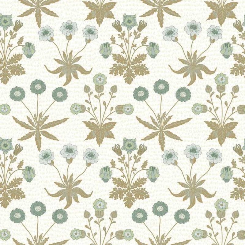 Papel de Parede Adesivo Folhas e Flores Azul e Verde N06129 - Papel na Parede
