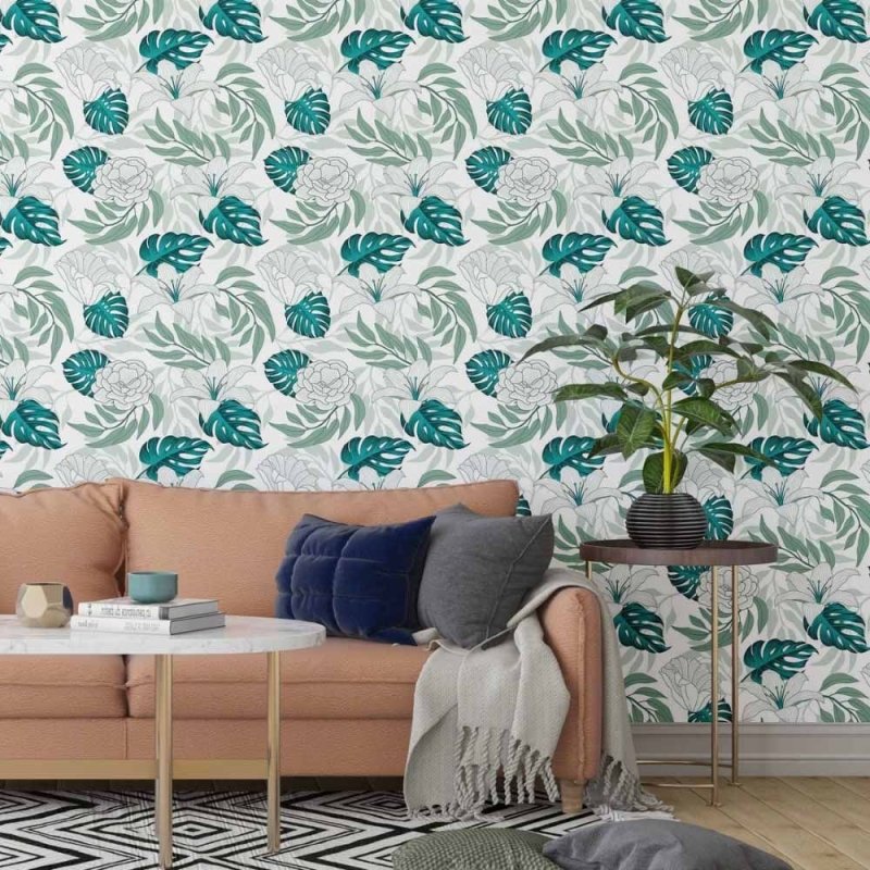 Papel de Parede Adesivo Folhas e Flores N014190 - Papel na Parede