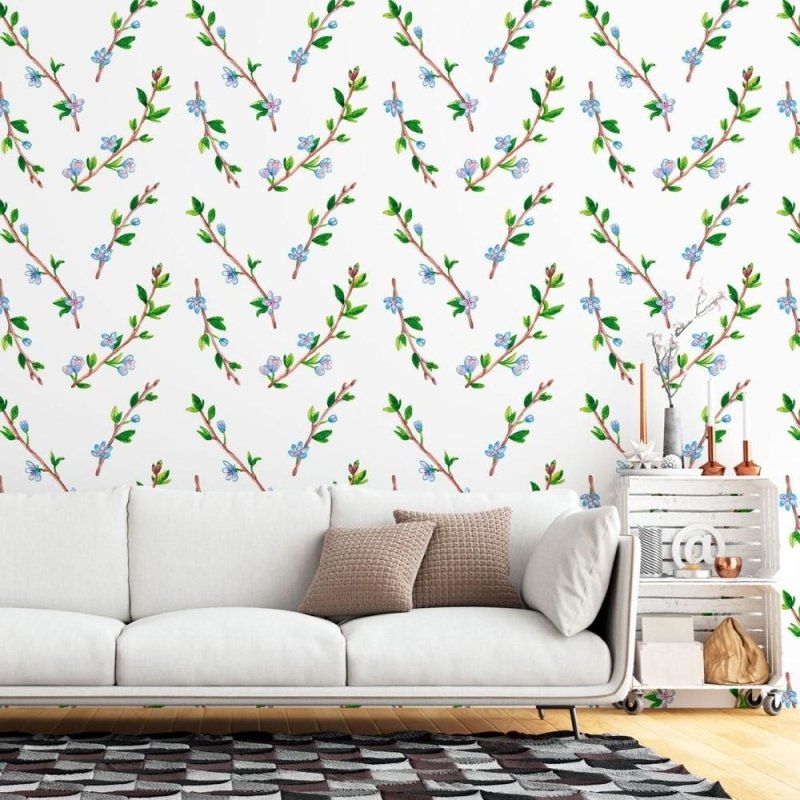 Papel de Parede Adesivo Folhas e Flores N015052 - Papel na Parede