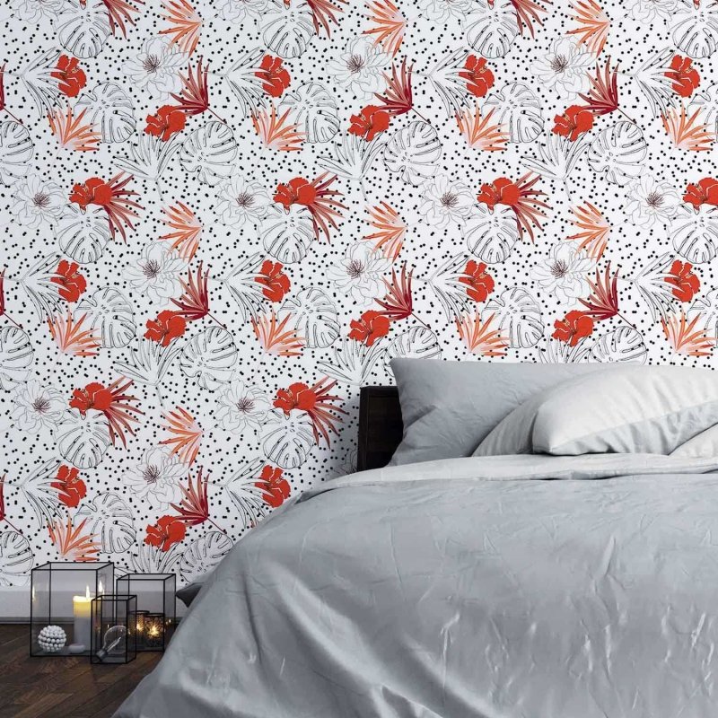 Papel de Parede Adesivo Folhas e Flores N03087 - Papel na Parede