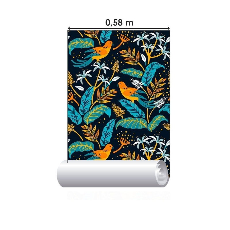 Papel de Parede Adesivo Folhas e Pássaros N013042 - Papel na Parede