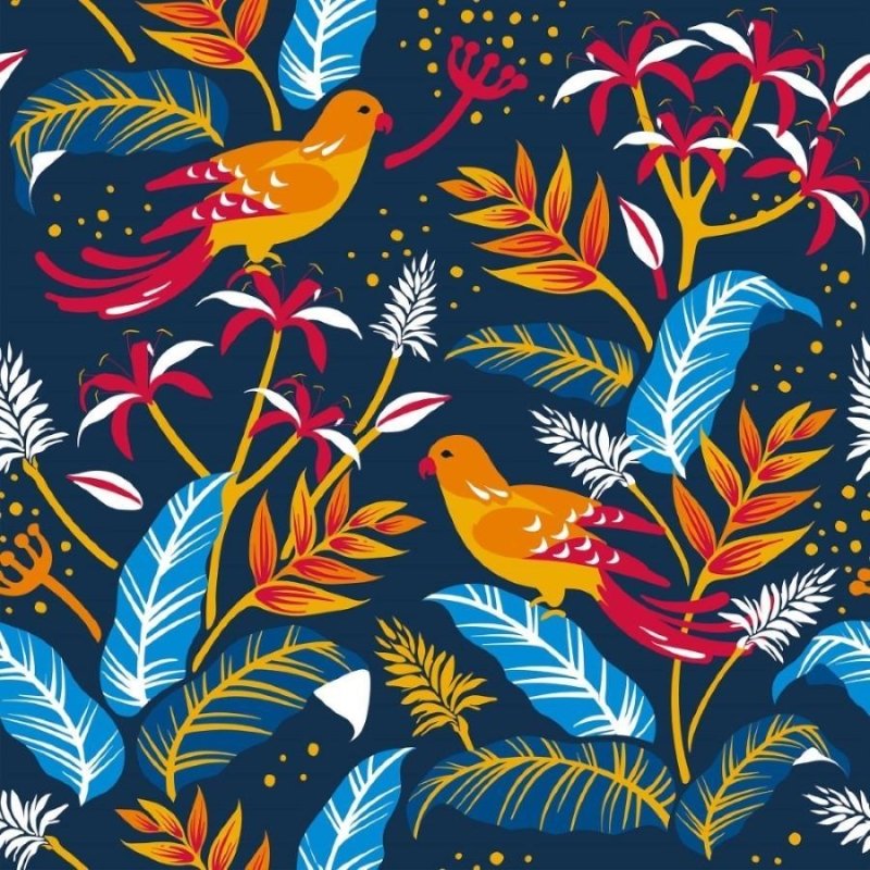 Papel de Parede Adesivo Folhas e Pássaros N013043 - Papel na Parede