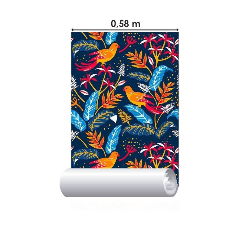 Papel de Parede Adesivo Folhas e Pássaros N013043 - Papel na Parede