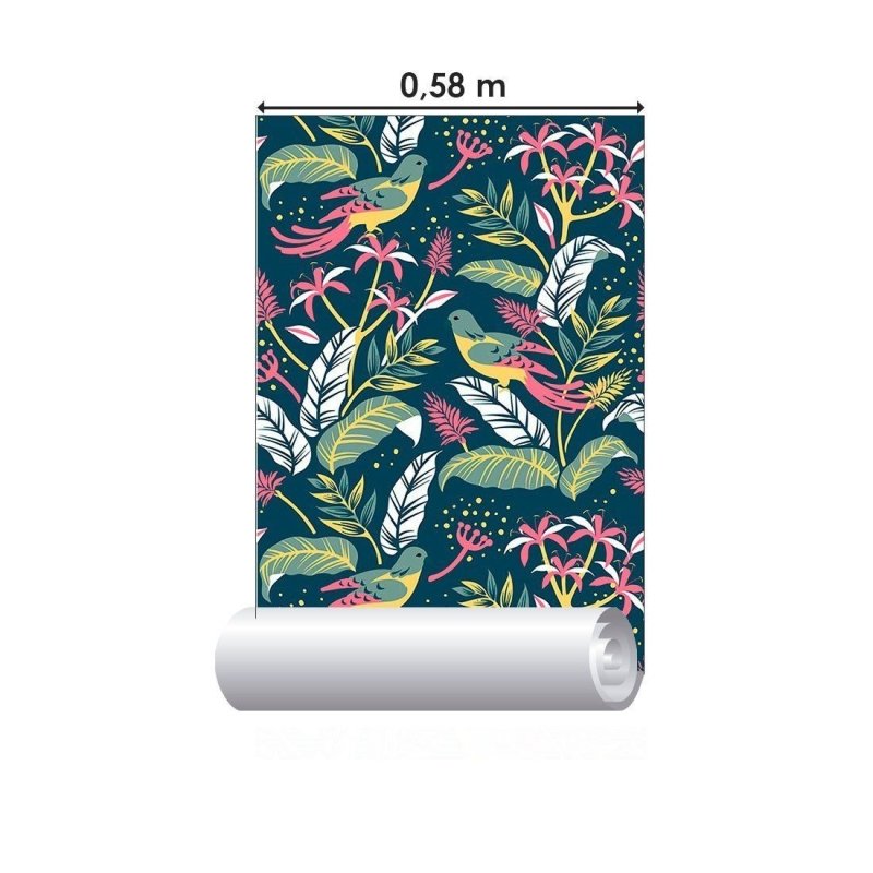 Papel de Parede Adesivo Folhas e Pássaros N013044 - Papel na Parede