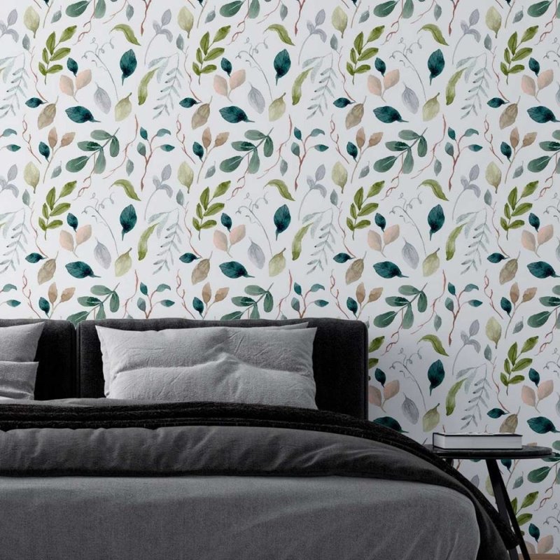 Papel de Parede Adesivo Folhas em Aquarela N08047 - Papel na Parede