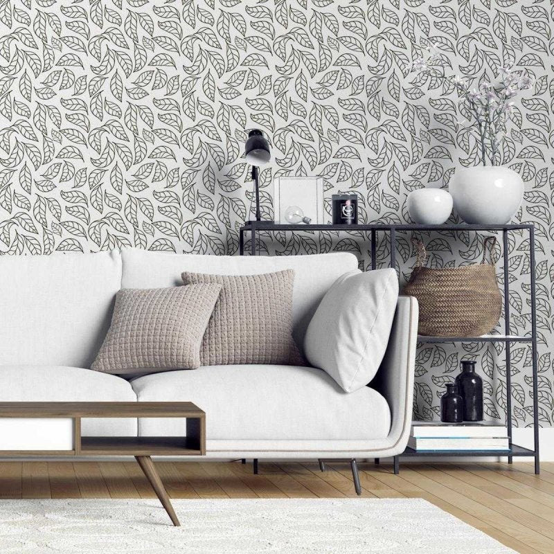 Papel de Parede Adesivo Folhas em Preto e Branco N04263 - Papel na Parede