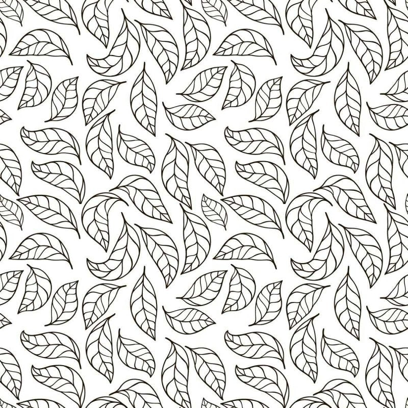 Papel de Parede Adesivo Folhas em Preto e Branco N04263 - Papel na Parede