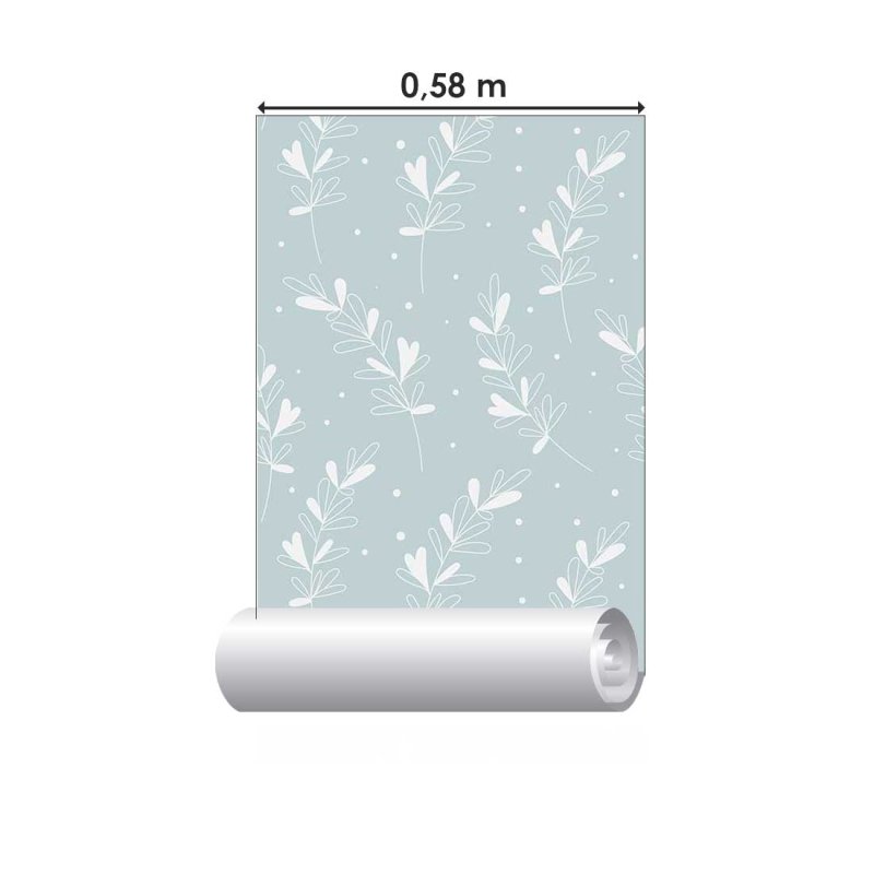 Papel de Parede Adesivo Folhas Minimalista Poá Azul N08068 - Papel na Parede