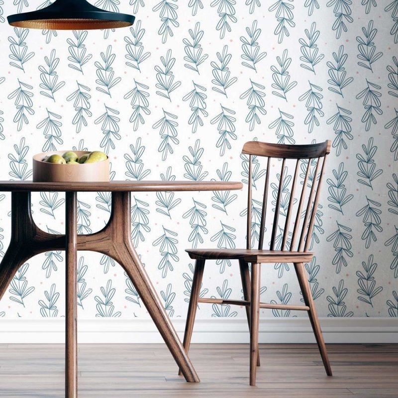 Papel de Parede Adesivo Folhas Minimalistas com Poá N08065 - Papel na Parede