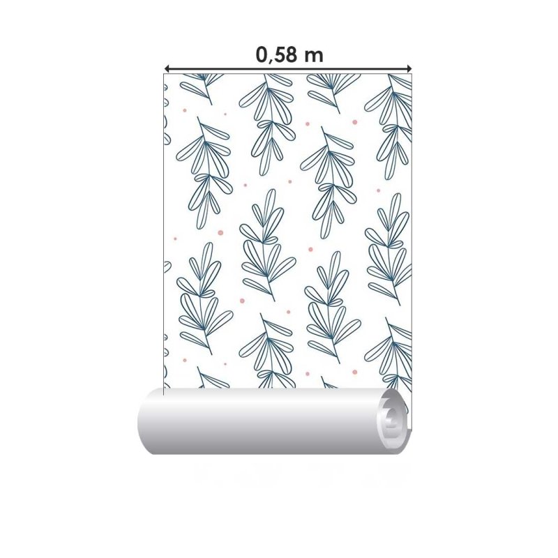Papel de Parede Adesivo Folhas Minimalistas com Poá N08065 - Papel na Parede