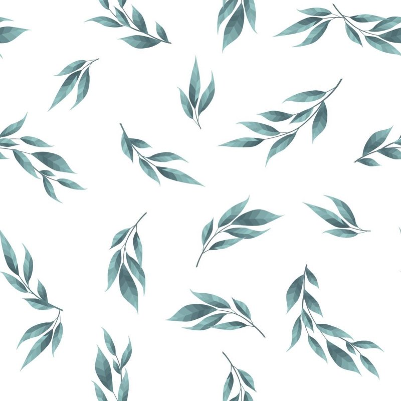 Papel de Parede Adesivo Folhas Minimalistas Verde e Branco N07106 - Papel na Parede