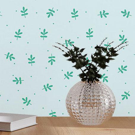 Papel de Parede Adesivo Folhas Minimalistas Verde N017021 - Papel na Parede