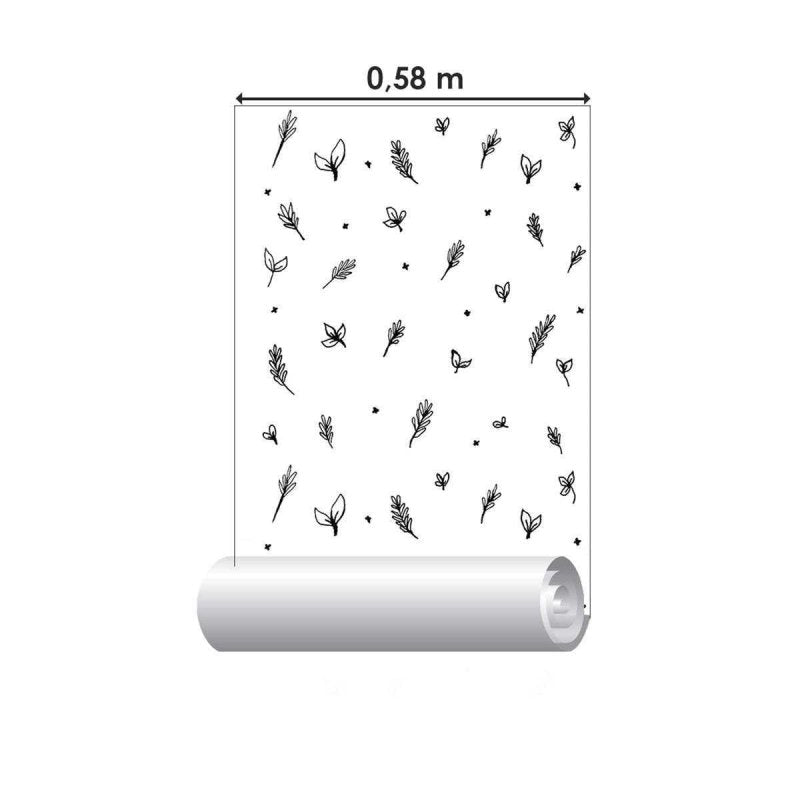 Papel de Parede Adesivo Folhas Preto e Branco N04110 - Papel na Parede