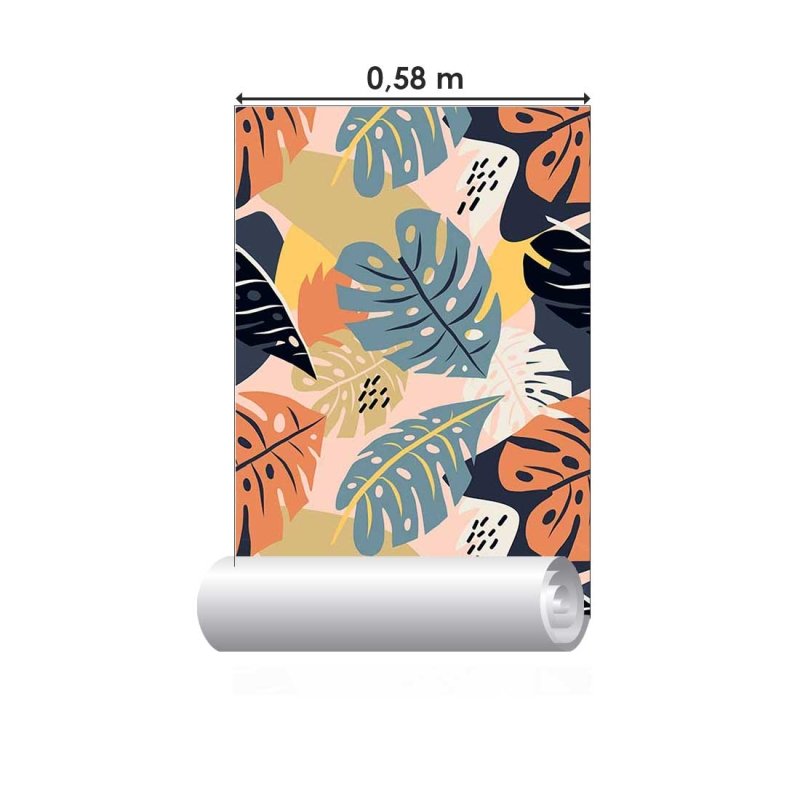 Papel de Parede Adesivo Folhas Tropicais Abstratas Coloridas N07083 - Papel na Parede