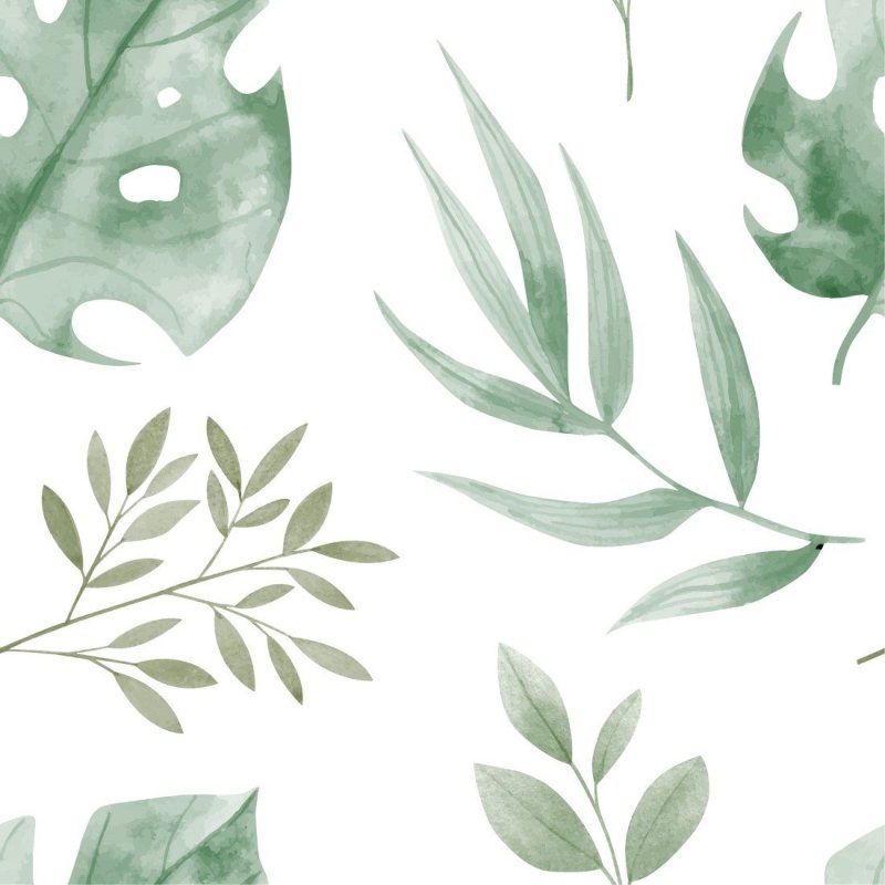 Papel de Parede Adesivo Folhas Tropicais Aquarela N019047 - Papel na Parede