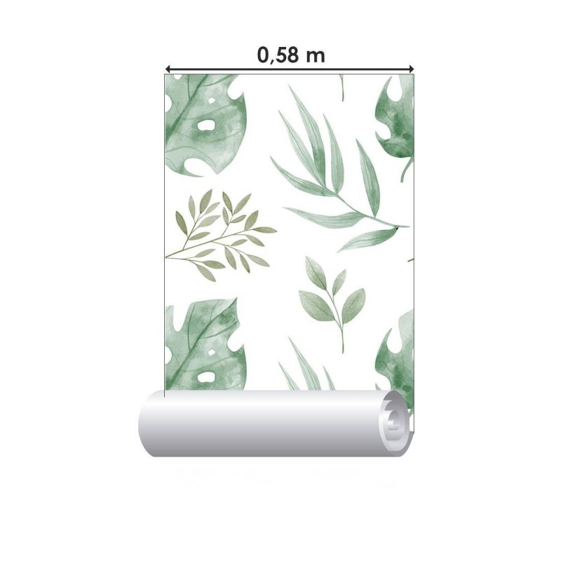 Papel de Parede Adesivo Folhas Tropicais Aquarela N019047 - Papel na Parede