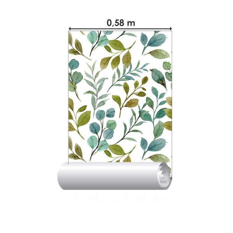 Papel de Parede Adesivo Folhas Verdes Aquarela N019040 - Papel na Parede
