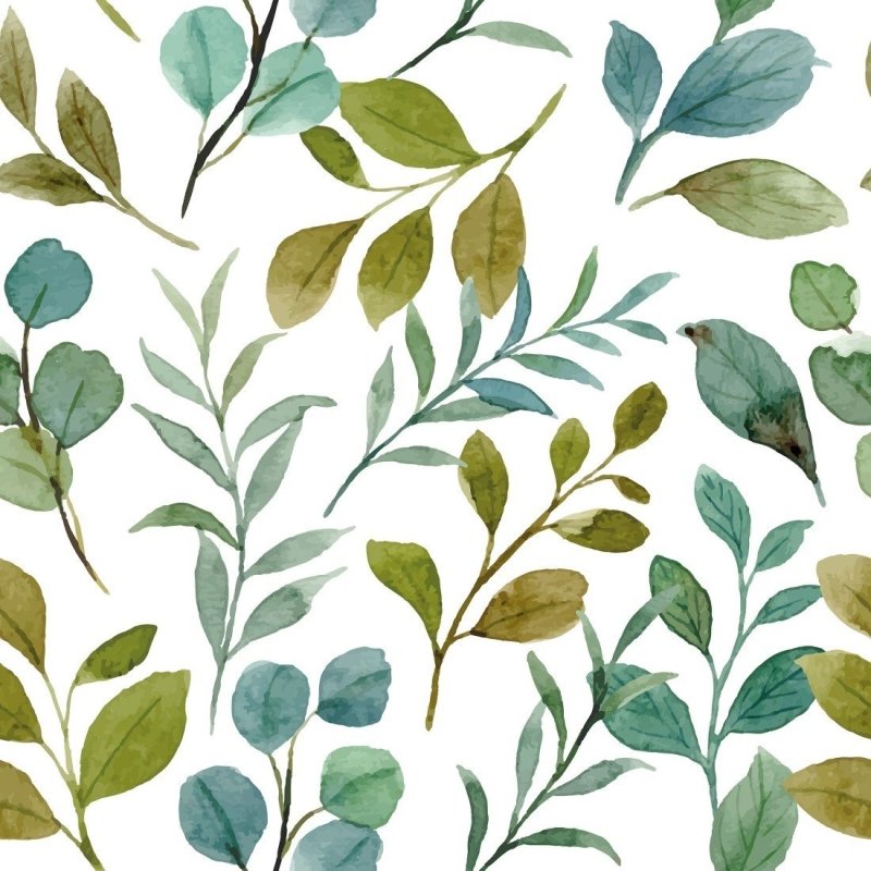 Papel de Parede Adesivo Folhas Verdes Aquarela N019040 - Papel na Parede