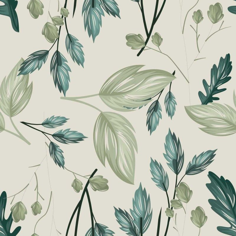 Papel de Parede Adesivo Folhas Verdes em Fundo Branco N05238 - Papel na Parede