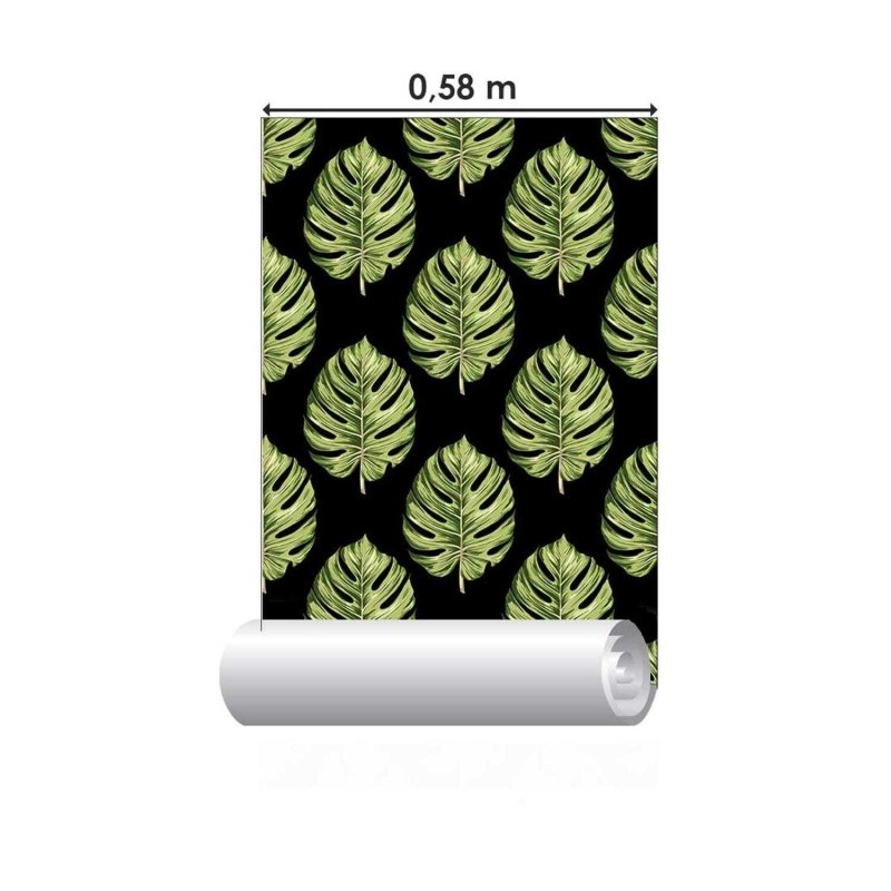 Papel de Parede Adesivo Folhas Verdes Espaçadas N03096 - Papel na Parede
