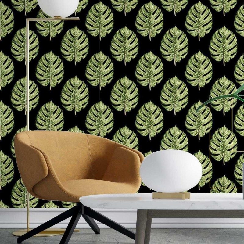 Papel de Parede Adesivo Folhas Verdes Espaçadas N03096 - Papel na Parede