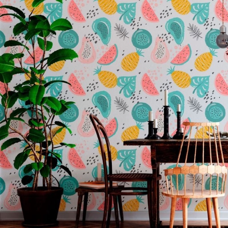 Papel de Parede Adesivo Frutas Tropicais N012051 - Papel na Parede