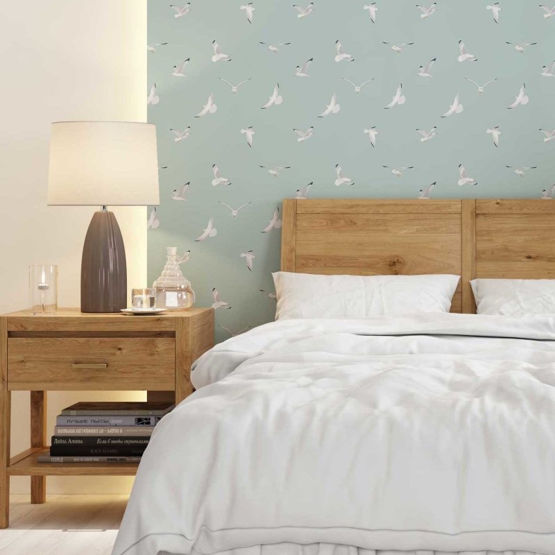 Papel de Parede Adesivo Gaivotas em Fundo Azul N08041 - Papel na Parede