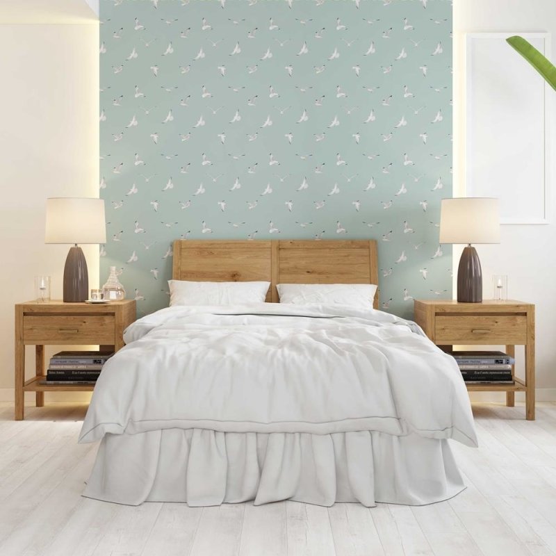 Papel de Parede Adesivo Gaivotas em Fundo Azul N08041 - Papel na Parede