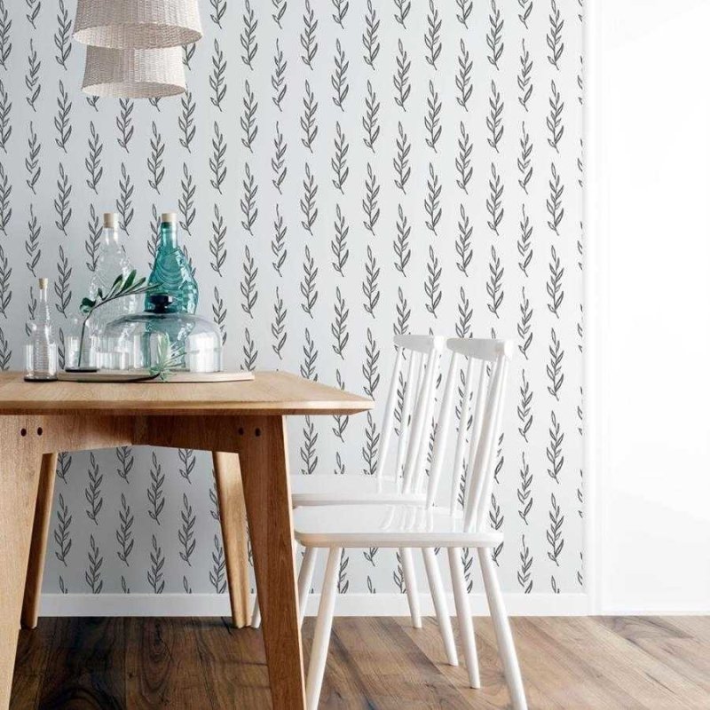 Papel de Parede Adesivo Galho Preto e Branco N06144 - Papel na Parede