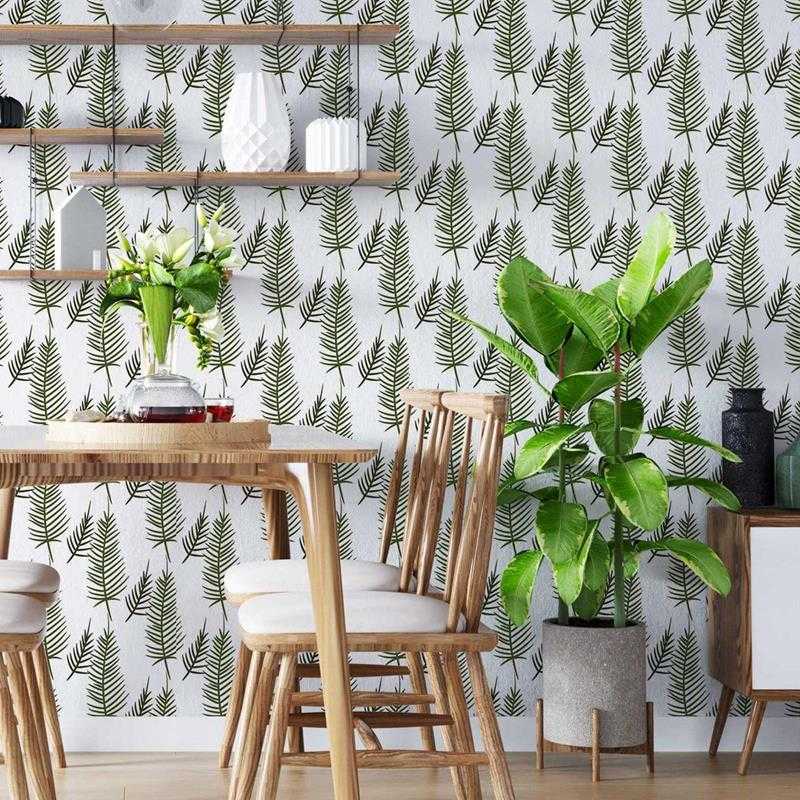Papel de Parede Adesivo Galhos Pinheiros Minimalista N05204 - Papel na Parede