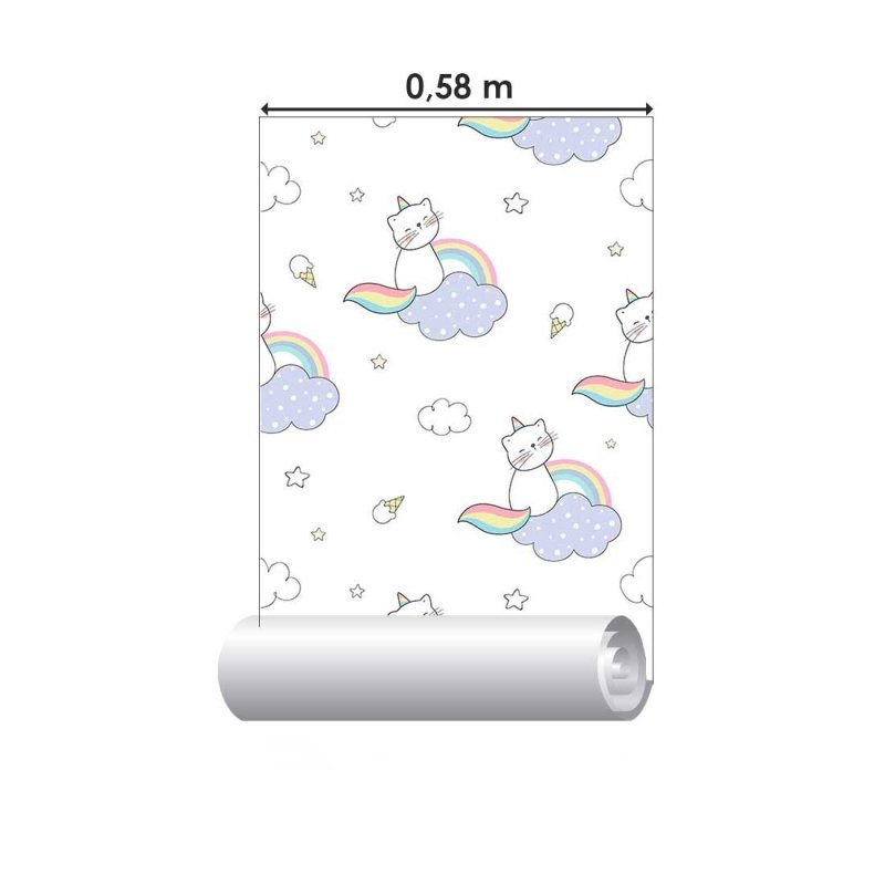 Papel de Parede Adesivo Gatinho nas núvens N08209 - Papel na Parede