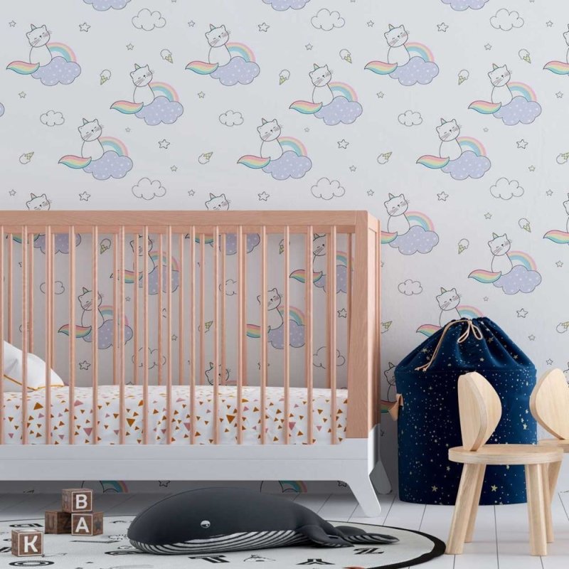 Papel de Parede Adesivo Gatinho nas núvens N08209 - Papel na Parede