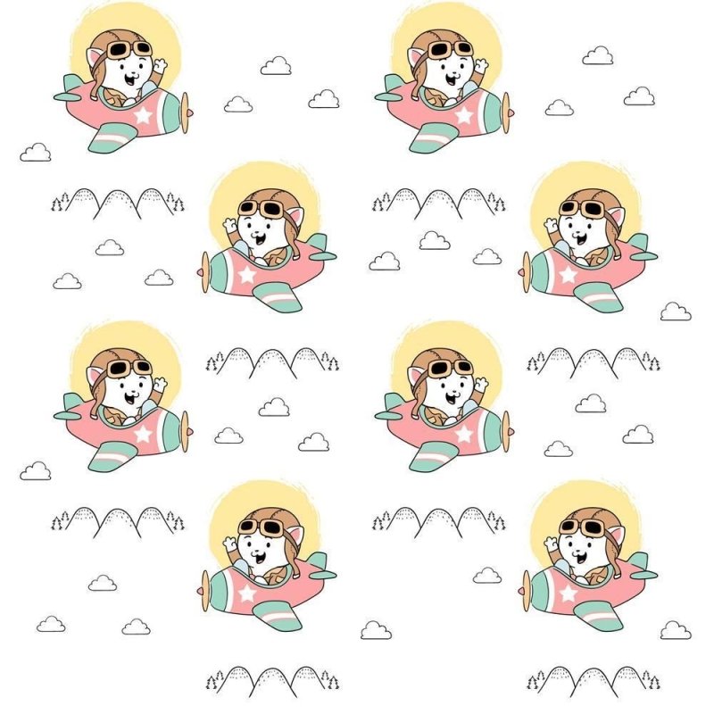 Papel de Parede Adesivo Gatinho no avião N08197 - Papel na Parede